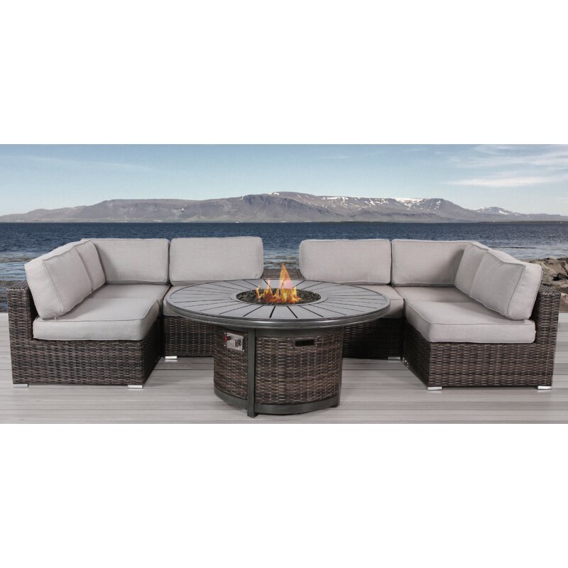 Sol 72 Outdoor Eldora 8 Piece Sectional Sectional Seating Group with